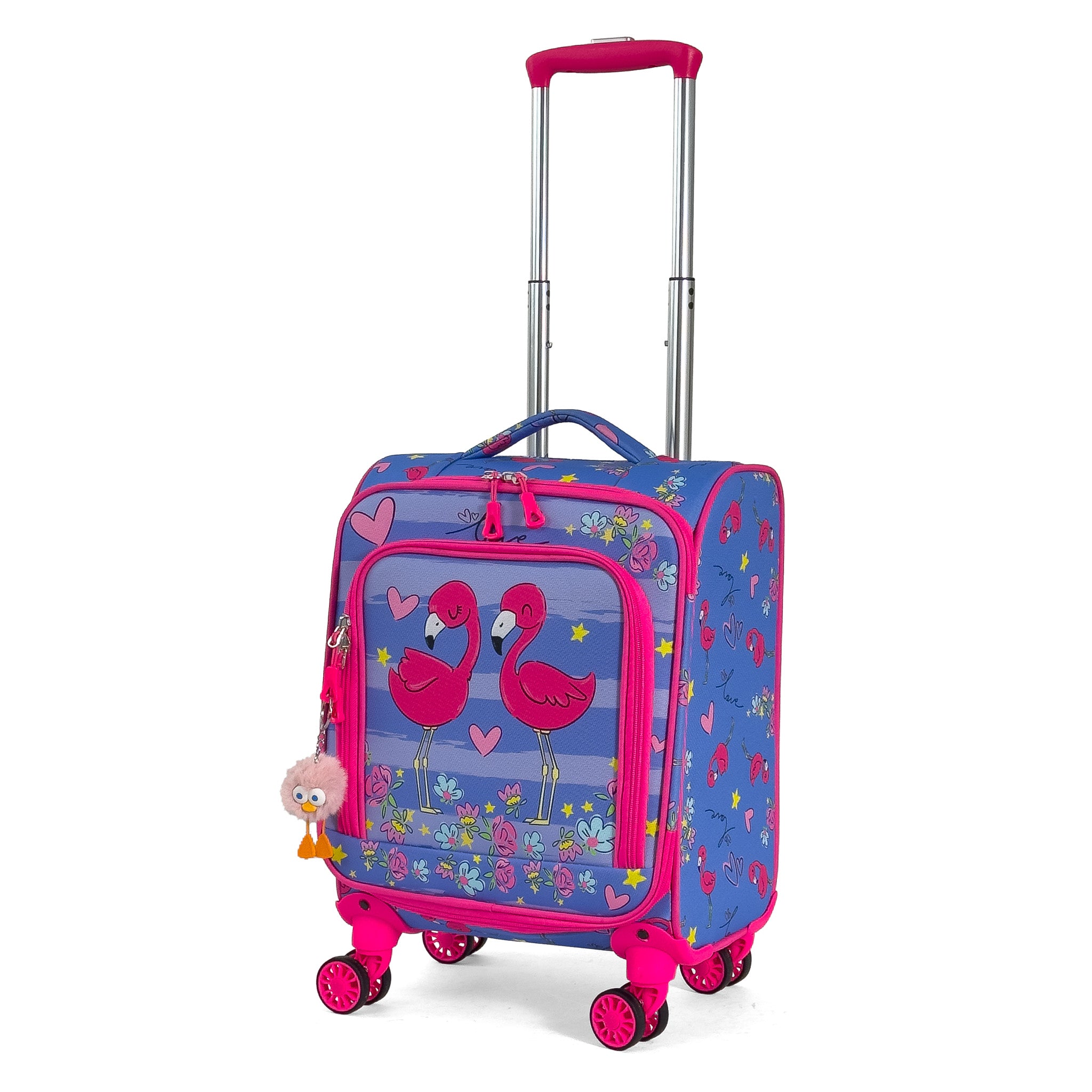 Konjabags bags - Flamingo Desenli 4 Tekerlekli Çocuk Valizi, Eğlenceli Seyahat Arkadaşı