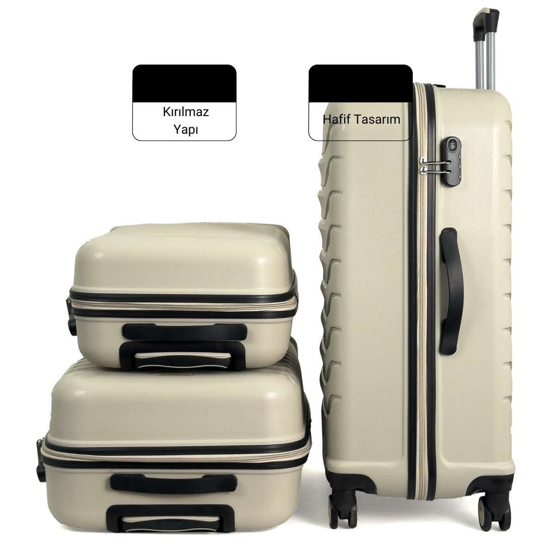 Konjabags bags - Lora PP (Polipropilen) Kırılmaz Valiz, 3'lü Set