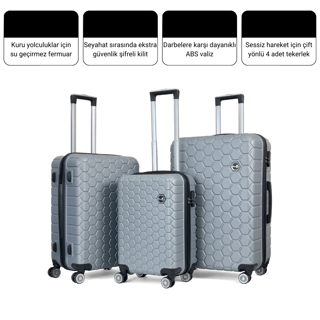 Altıgen ABS Seyahat Valizi, Büyük Boy