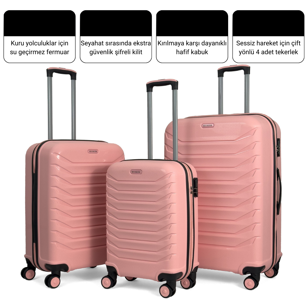 Konjabags bags - Lora PP (Polipropilen) Kırılmaz Valiz, 3'lü Set
