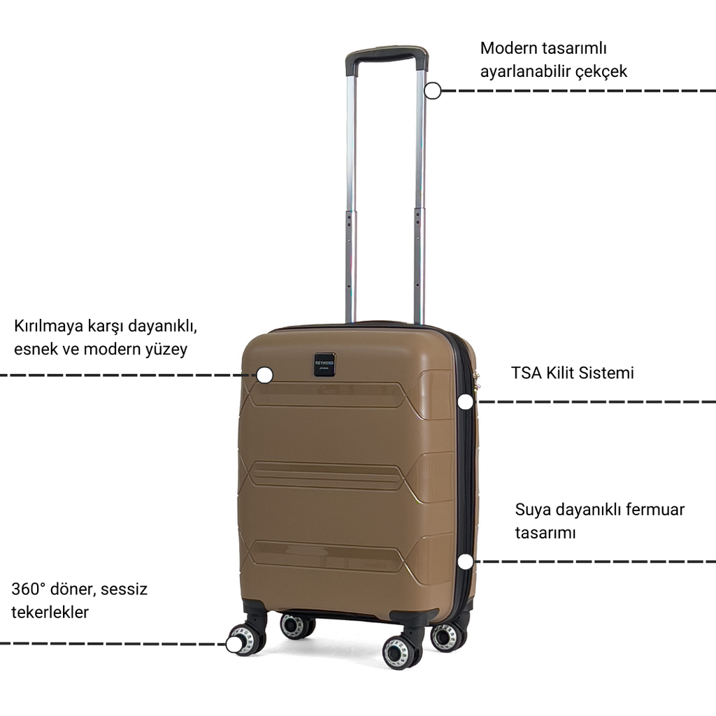 Lucas Körüklü Polipropilen Kırılmaz Valiz, Kabin Boy