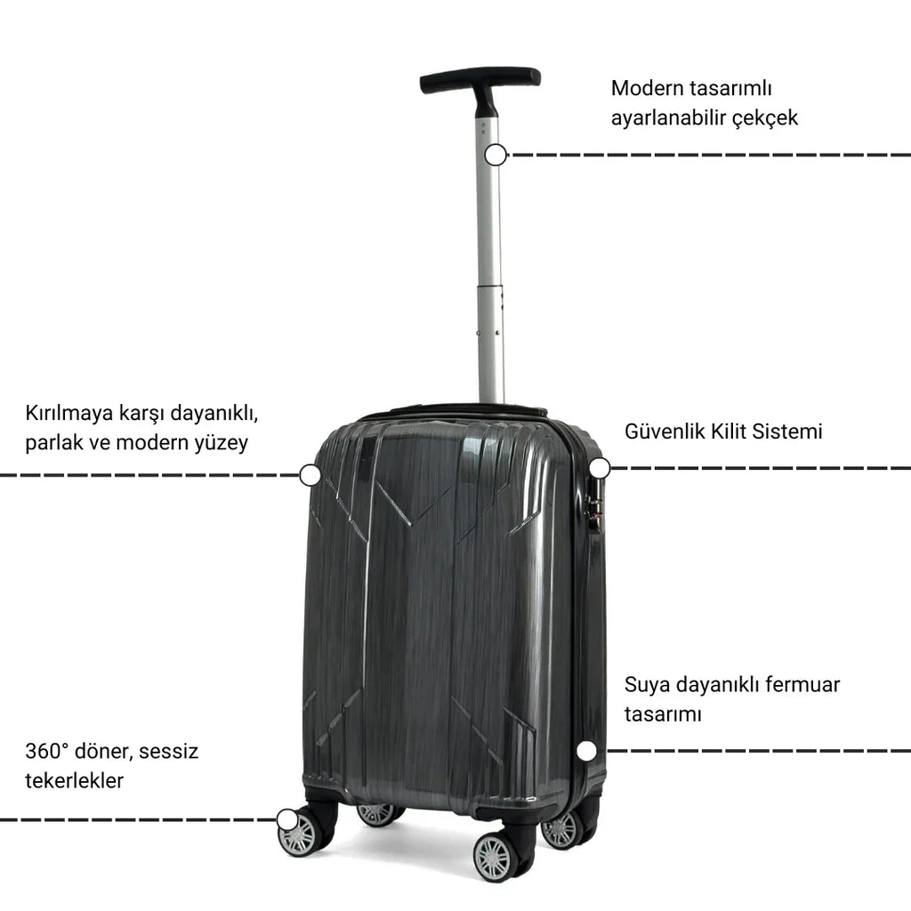 Konjabags bags - Reymond INOX Polikarbon Valiz, 3'lü Set