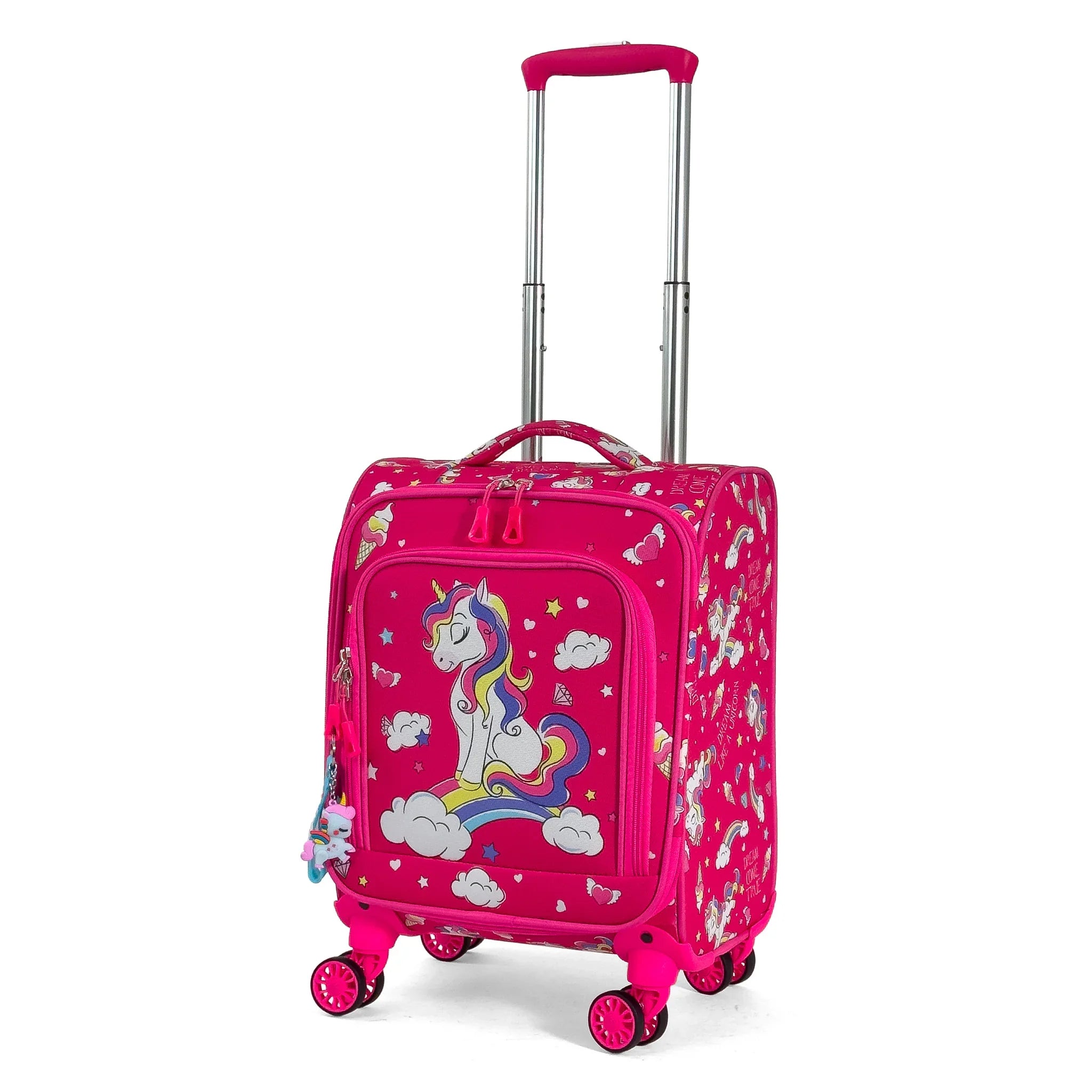 Konjabags bags - Unicorn Desenli 4 Tekerlekli Çocuk Valizi, Eğlenceli Seyahat Arkadaşı