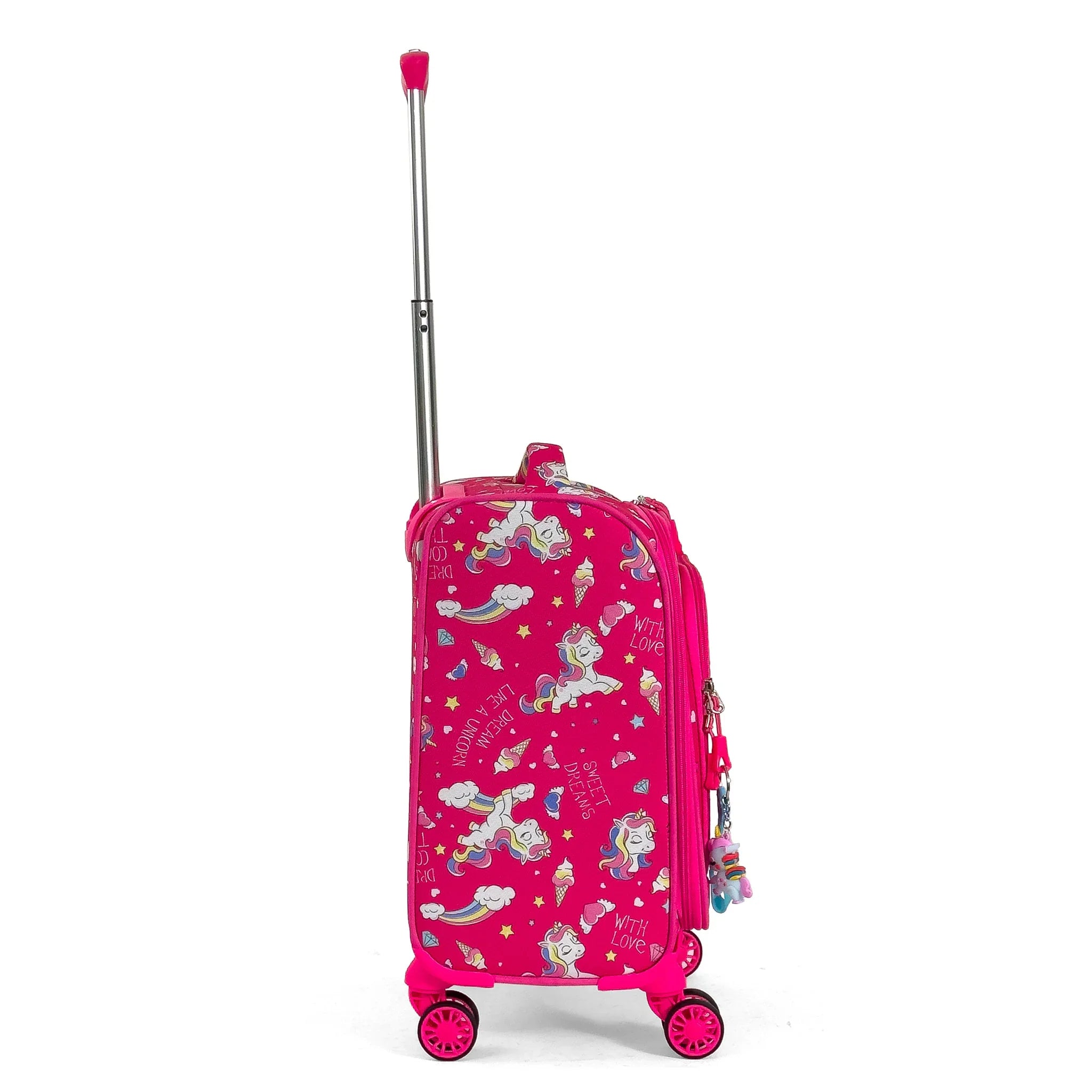Konjabags bags - Unicorn Desenli 4 Tekerlekli Çocuk Valizi, Eğlenceli Seyahat Arkadaşı