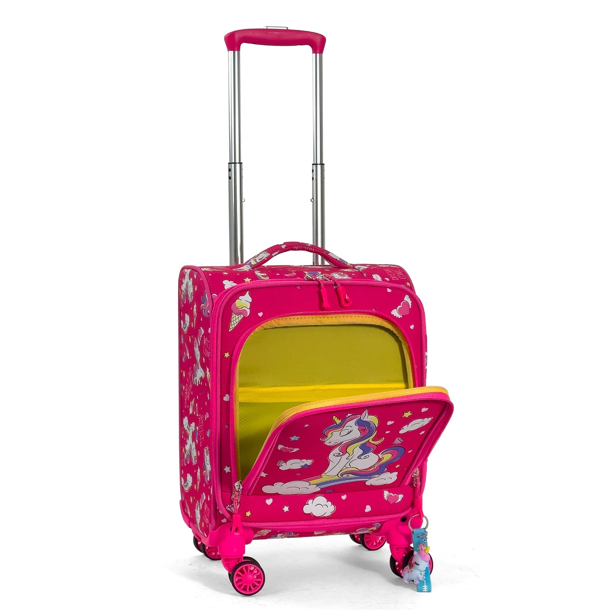 Konjabags bags - Unicorn Desenli 4 Tekerlekli Çocuk Valizi, Eğlenceli Seyahat Arkadaşı