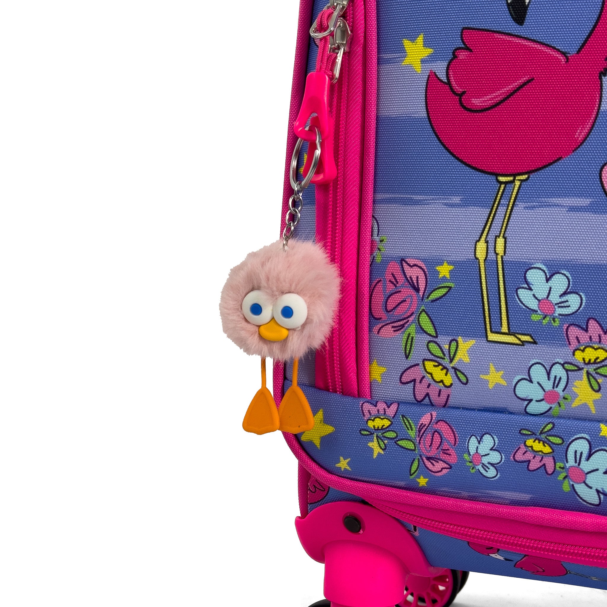 Konjabags bags - Flamingo Desenli 4 Tekerlekli Çocuk Valizi, Eğlenceli Seyahat Arkadaşı