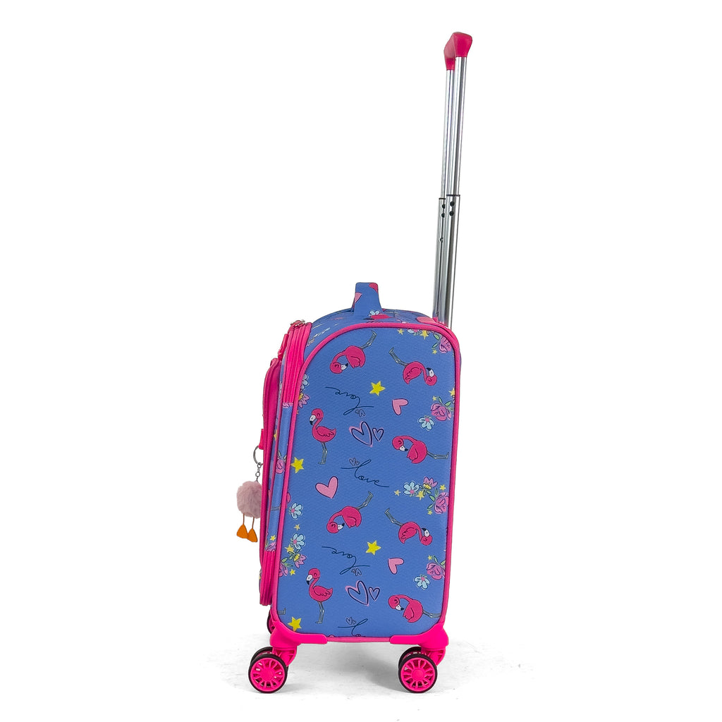 Konjabags bags - Flamingo Desenli 4 Tekerlekli Çocuk Valizi, Eğlenceli Seyahat Arkadaşı