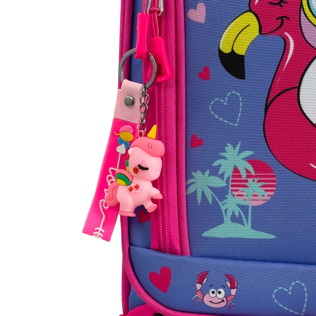 Konjabags bags - Flamingo Unicorn Desenli 4 Tekerlekli Çocuk Valizi, Eğlenceli Seyahat Arkadaşı
