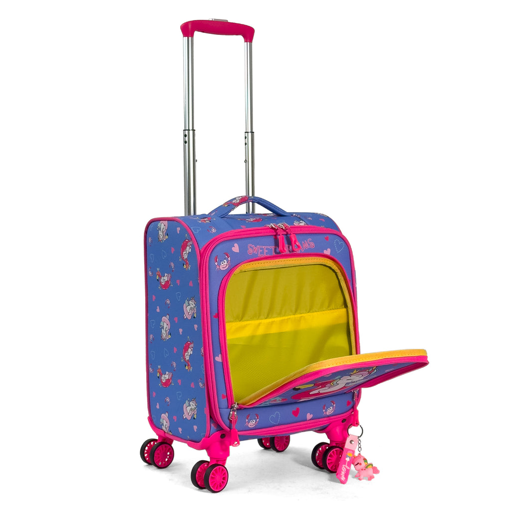 Konjabags bags - Flamingo Unicorn Desenli 4 Tekerlekli Çocuk Valizi, Eğlenceli Seyahat Arkadaşı