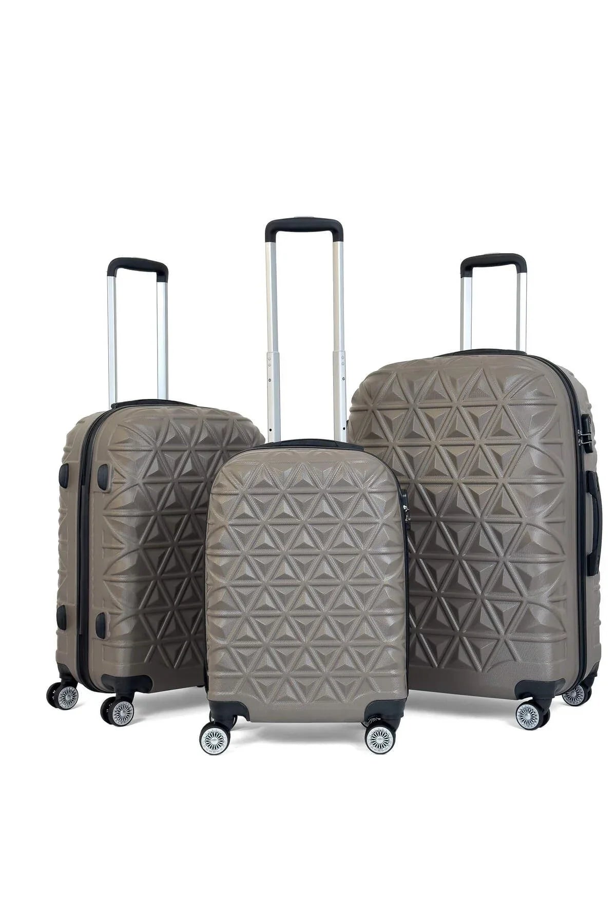 Konjabags bags - Reymond Piramit Desen ABS Seyahat Valizi, Canyon Serisi, 3'lü Set
