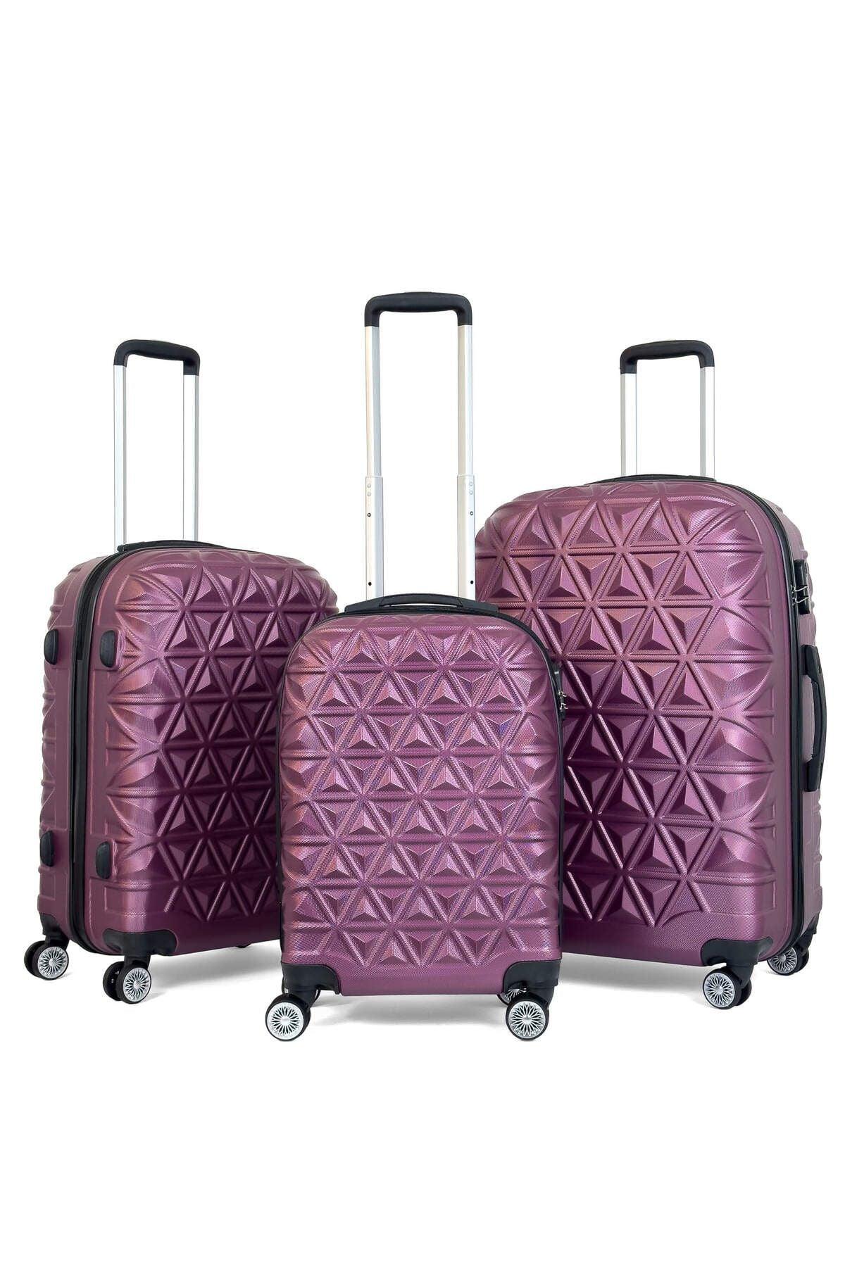 Konjabags bags - Reymond Piramit Desen ABS Seyahat Valizi, Canyon Serisi, 3'lü Set