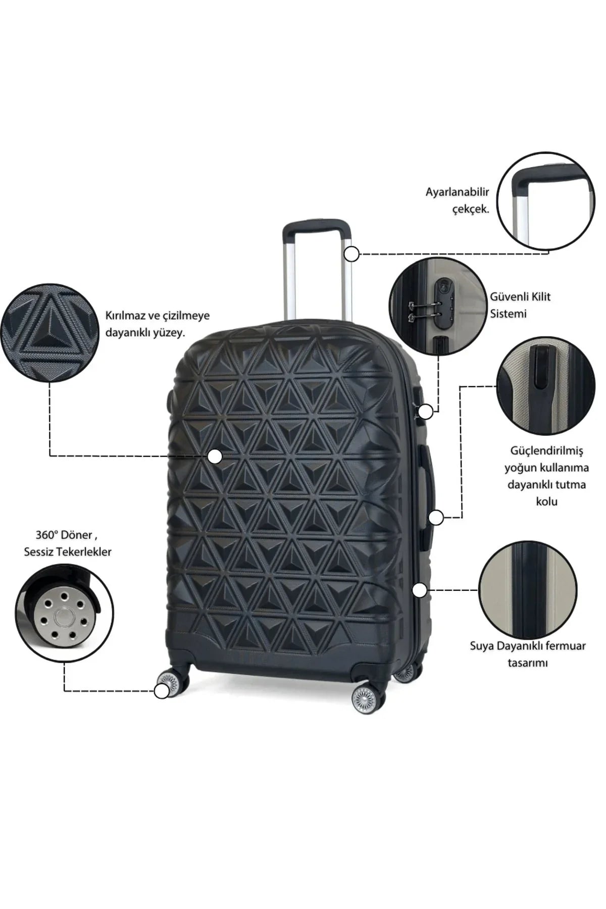 Konjabags bags - Reymond Piramit Desen ABS Seyahat Valizi, Canyon Serisi, Kabin Boy