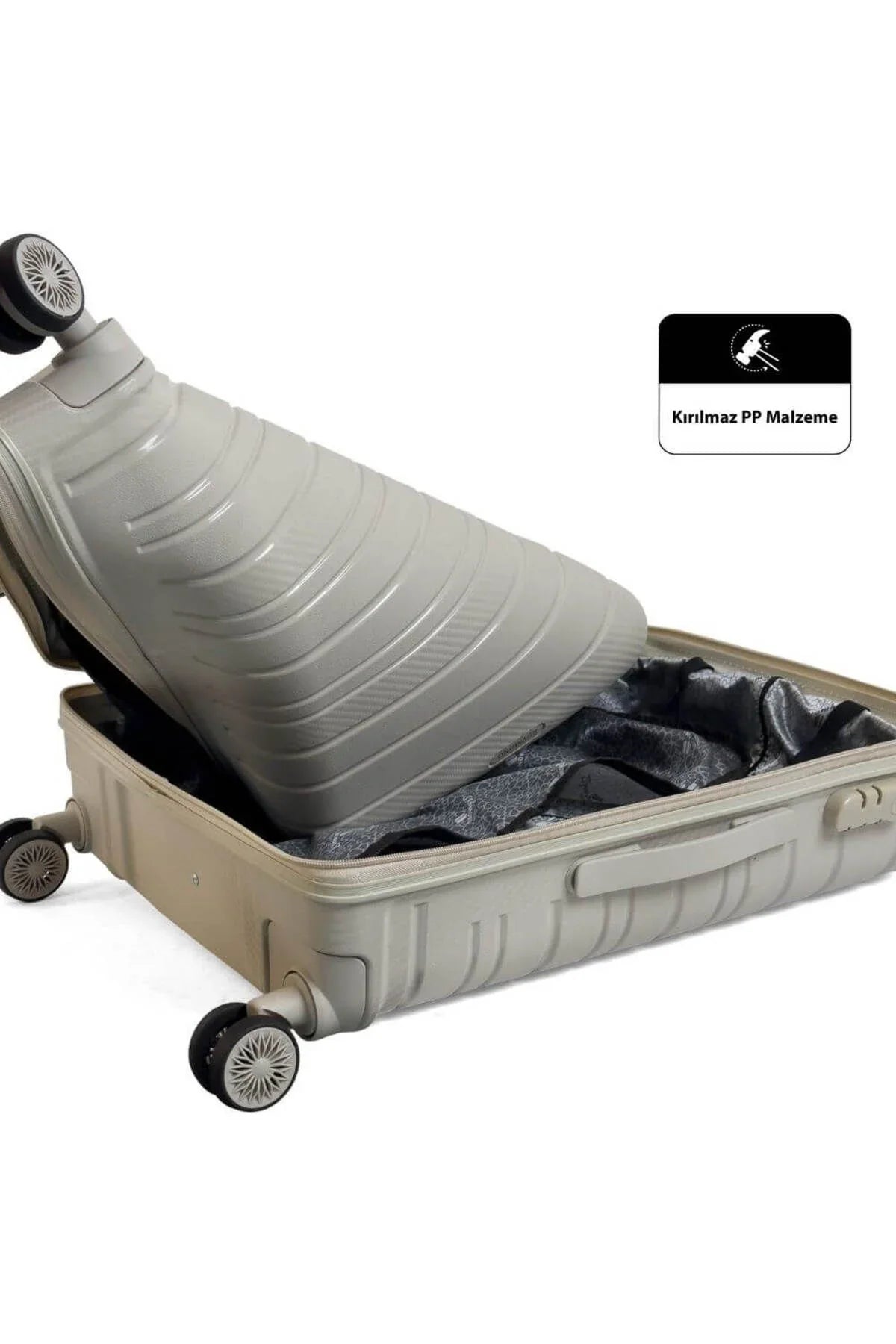 Konjabags bags - Reymond Karbon PP Seyahat Valizi Horizon Serisi Kırılmaz Bavul, 3'lü Set