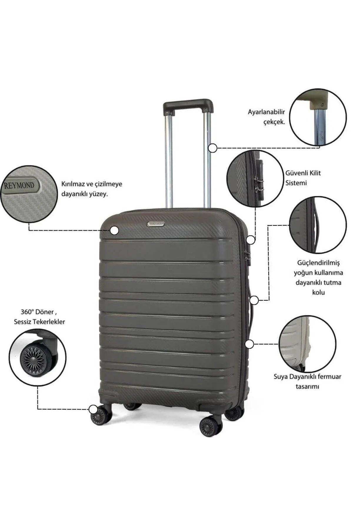 Konjabags bags - Reymond Karbon PP Seyahat Valizi Horizon Serisi Kırılmaz Bavul, Kabin Boy